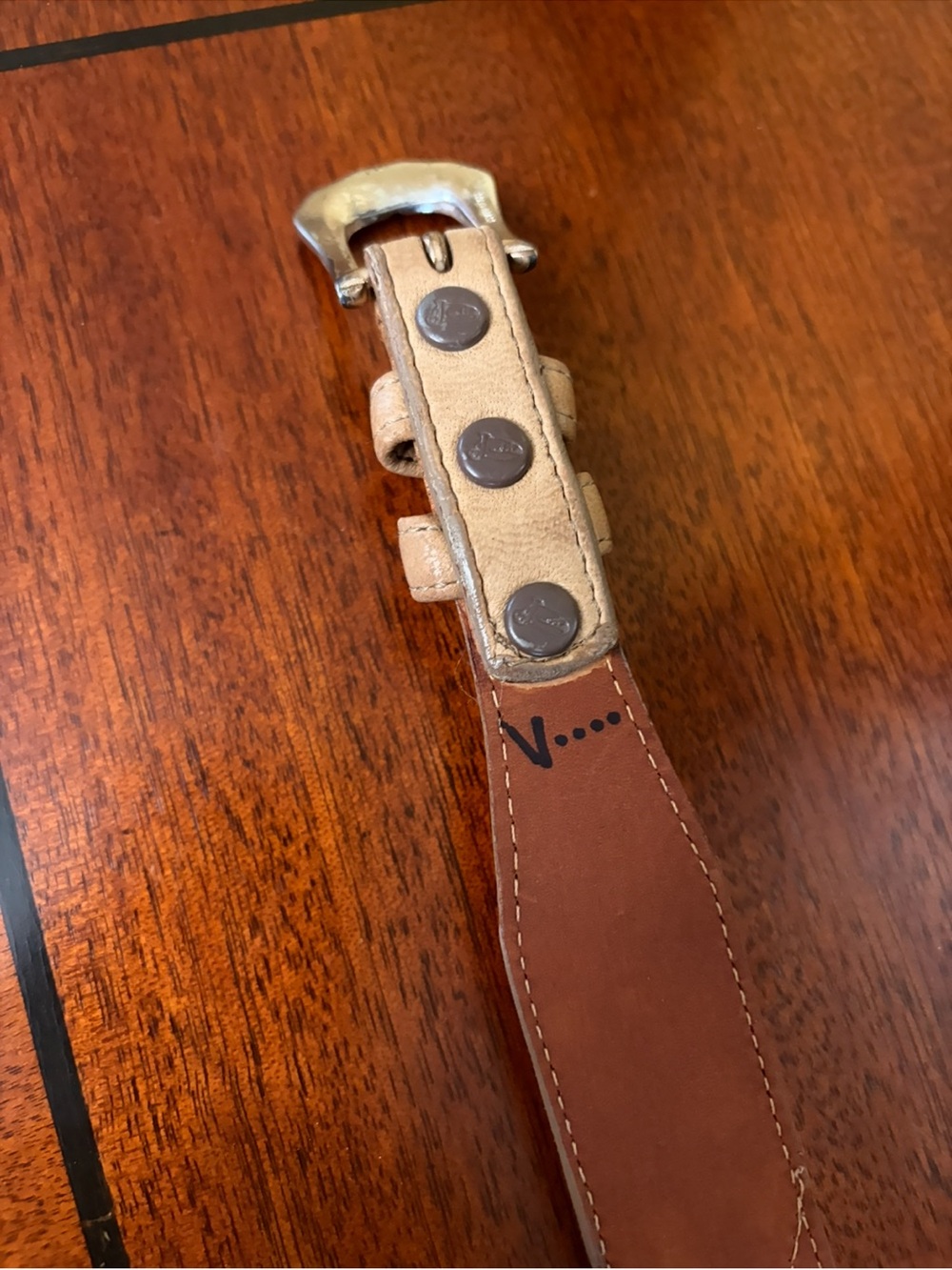 Justin Belt Tan Leather with Brass Buckle Women's/Man's Size 38 - Picture 7 of 8